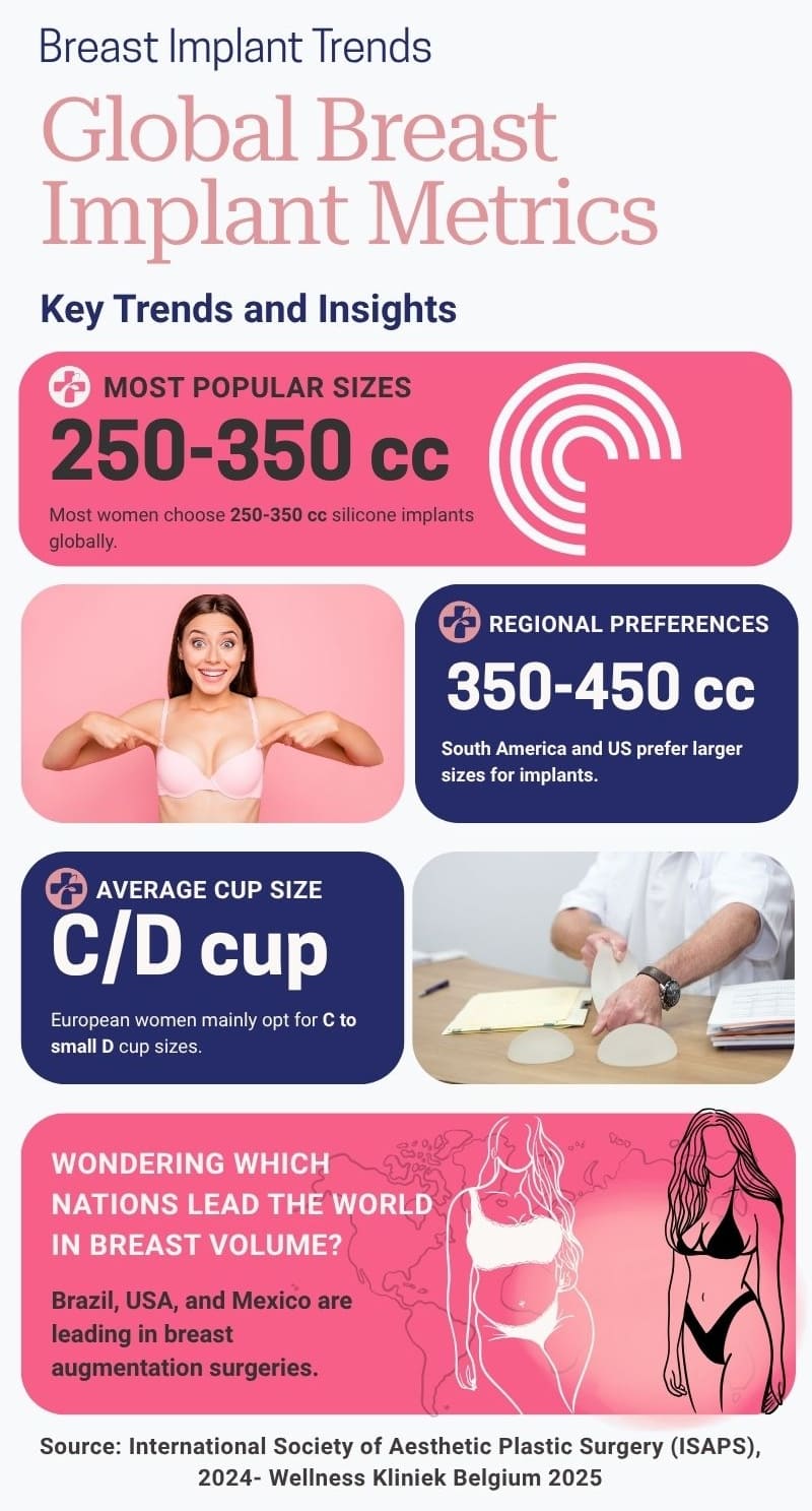 What is the average cup size per country